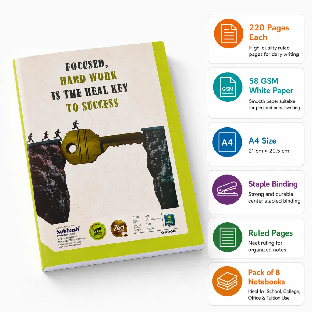The Champ A4 Notebook Pack of 8 – 220 Ruled Pages-2.webp