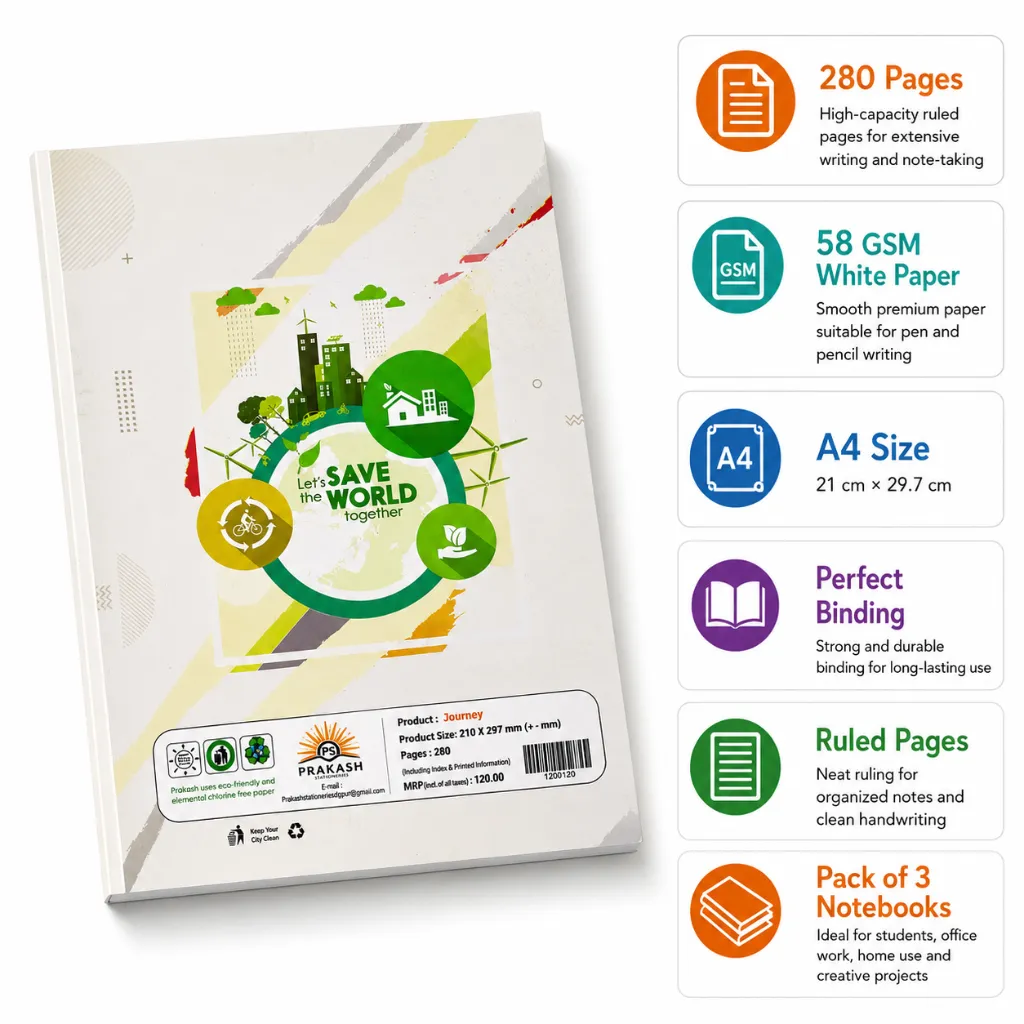 Prakash A4 Notebook Pack of 3 – 280 Ruled Pages-4.webp