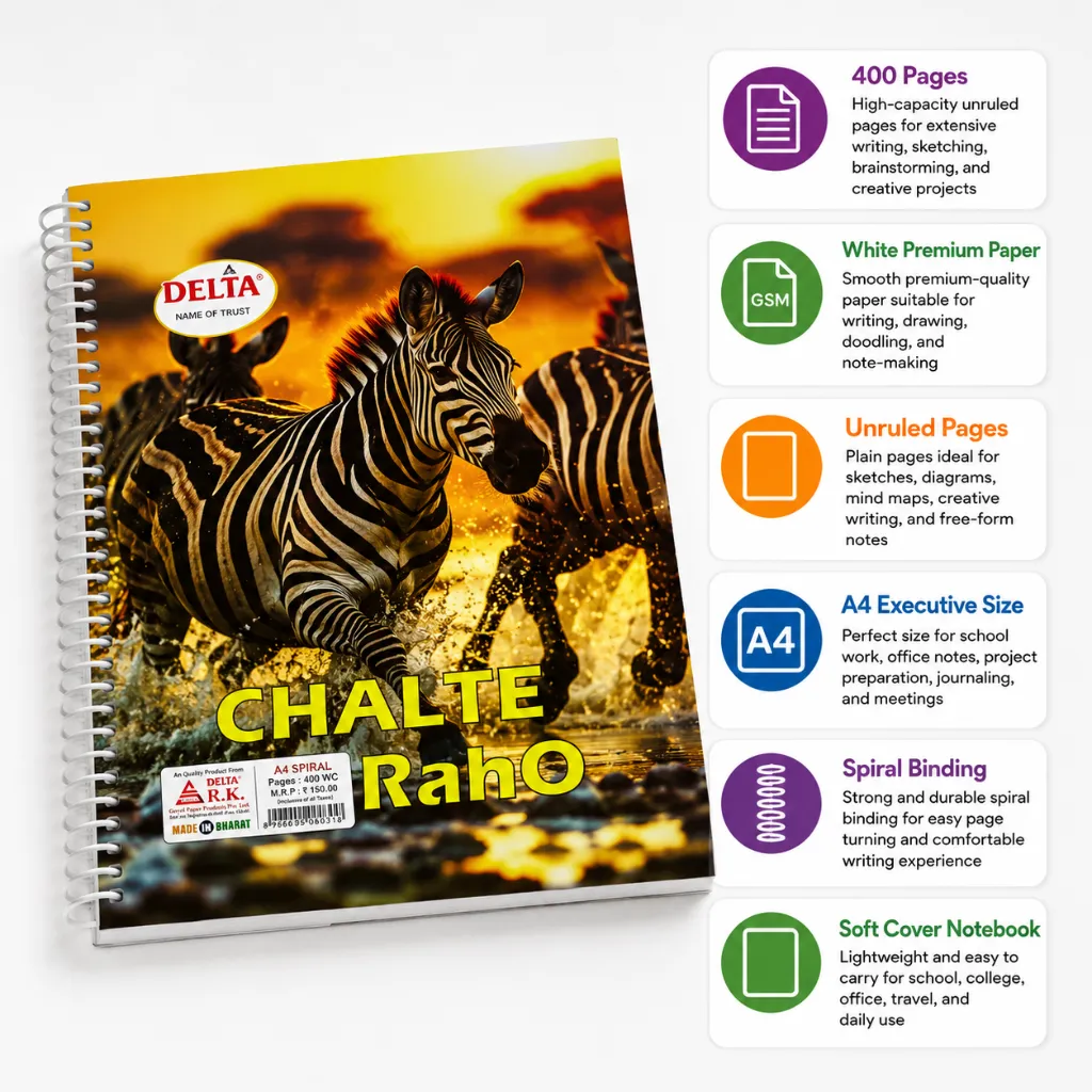 Delta A4 Unruled Spiral Notebook  (4).webp