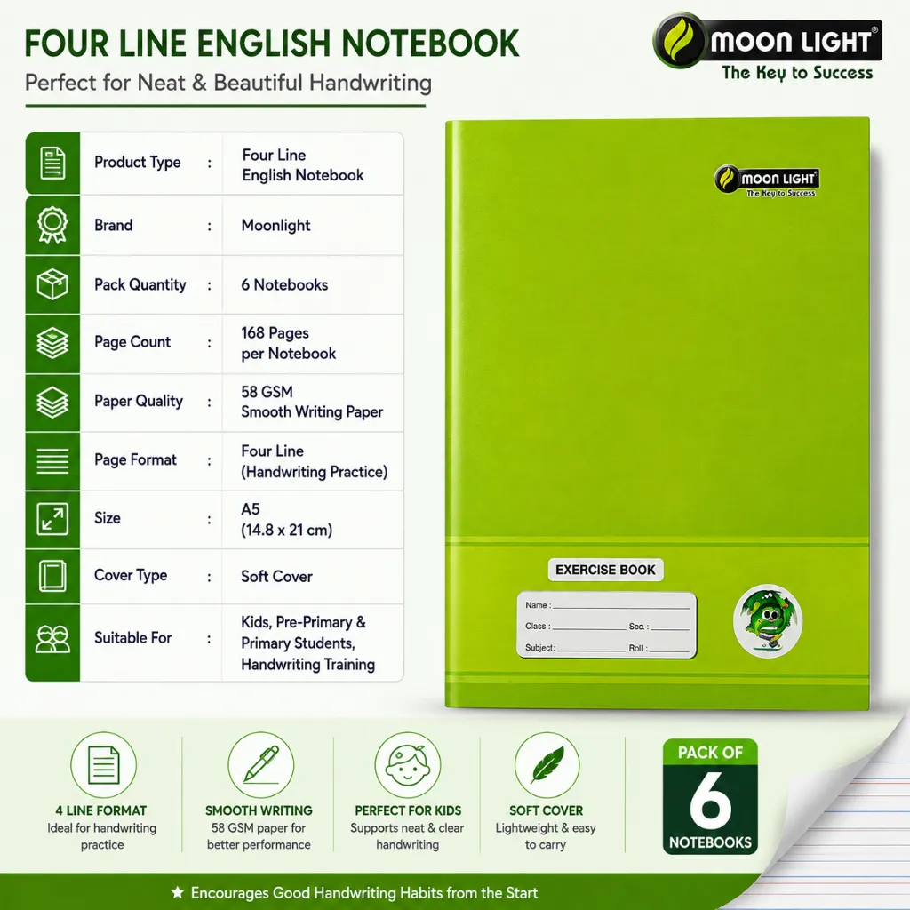 Moonlight English Notebook (Four Line) – Pack of 6 (3).webp