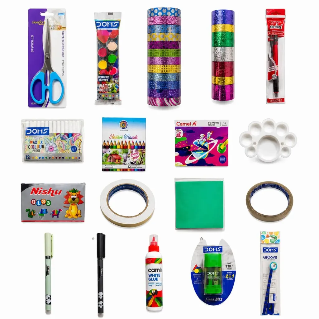 Holiday Homework Stationery Kit – 18 Items Set for Students Projects, Art & Craft Work