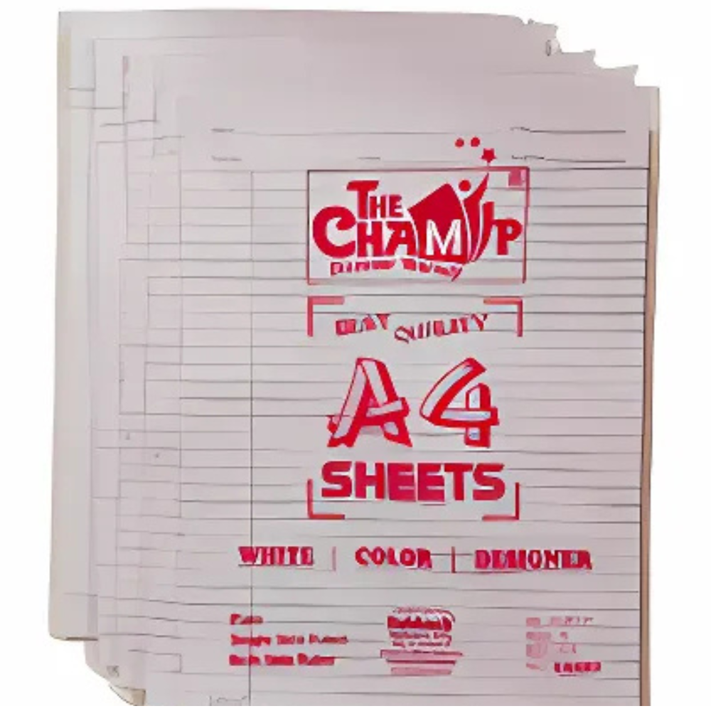 [SGS665] The Champ A4 Double Side Ruled Sheets – 210 GSM – 100 Sheets Pack for Writing & Office Use