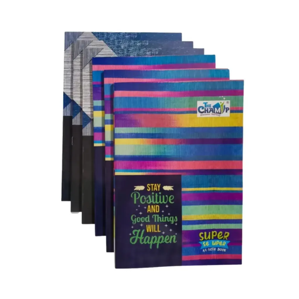  The Champ A4 Notebooks - Pack of 6 - 120 Pages Each - Soft Cover