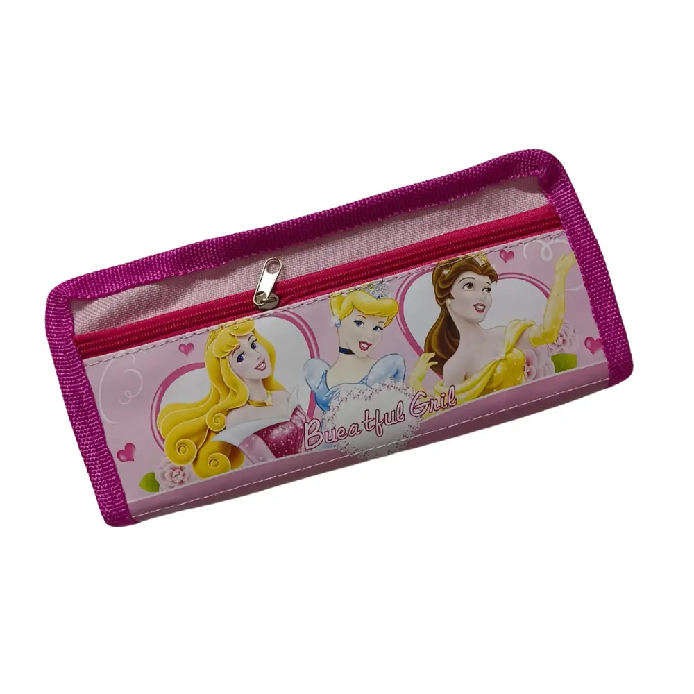 [GS802] Stationery Fabric Pouch with 2 Zipper Pockets For Girls 