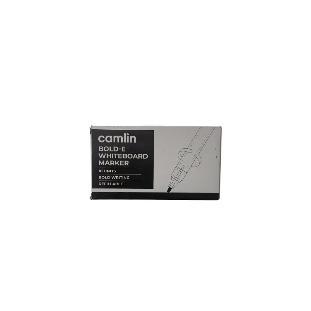 Camlin Bold-E Black Whiteboard Markers – Pack of 10 – Smooth Dry-Erase Writing