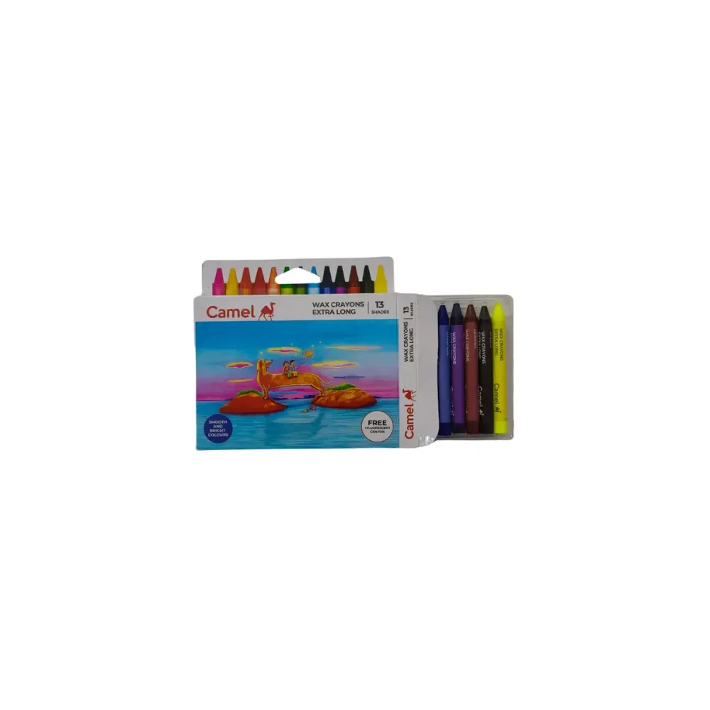 Camel Wax Crayons Extra Long – 13 Shades Multicolor for Kids Coloring