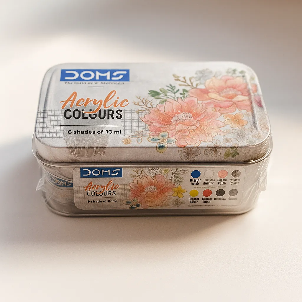 DOMS Acrylic Colours Set of 6 Shades – Multicolor Acrylic Paint for Art & Craft