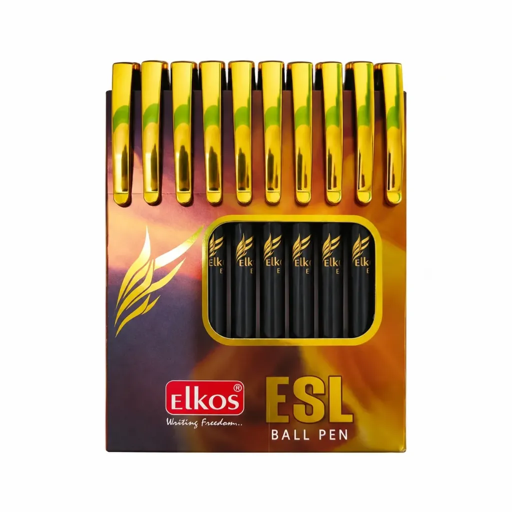[GS856] Elkos ESL Blue Ball Pen Pack of 10 Matte Finish Smooth Writing Pens
