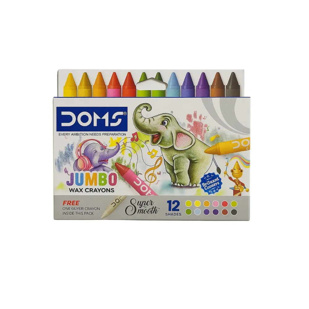 [GS857] DOMS Wax Crayons 12 Shades Multicolor Set – Smooth Coloring Crayons for Kids