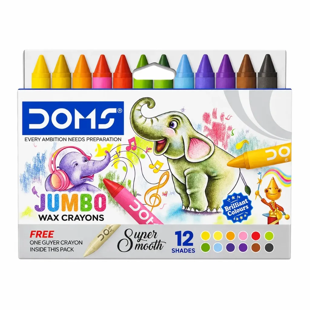 DOMS Wax Crayons 12 Shades Multicolor Set – Smooth Coloring Crayons for Kids