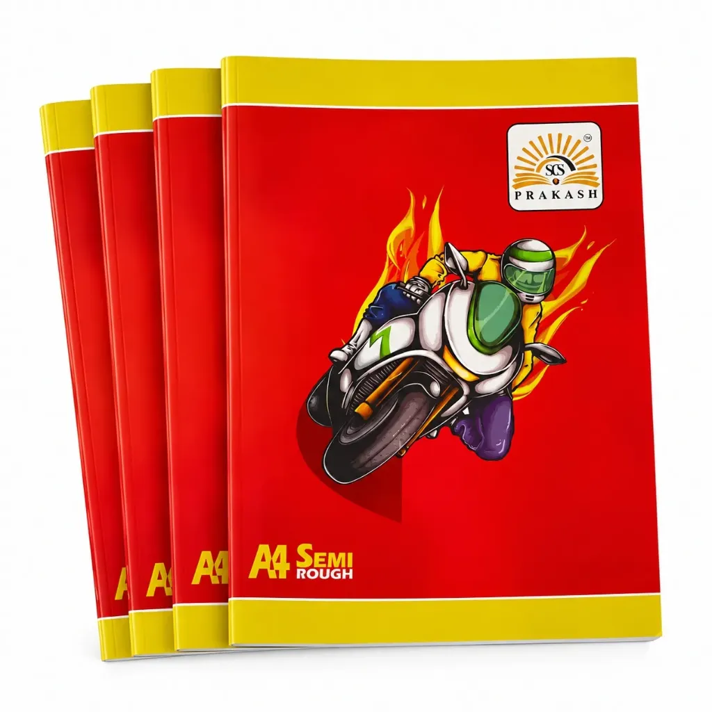 [GS827-4] Prakash A4 Semi Rough Notebook Pack of 4– 300 Ruled Pages – Soft Cover Student Notebook