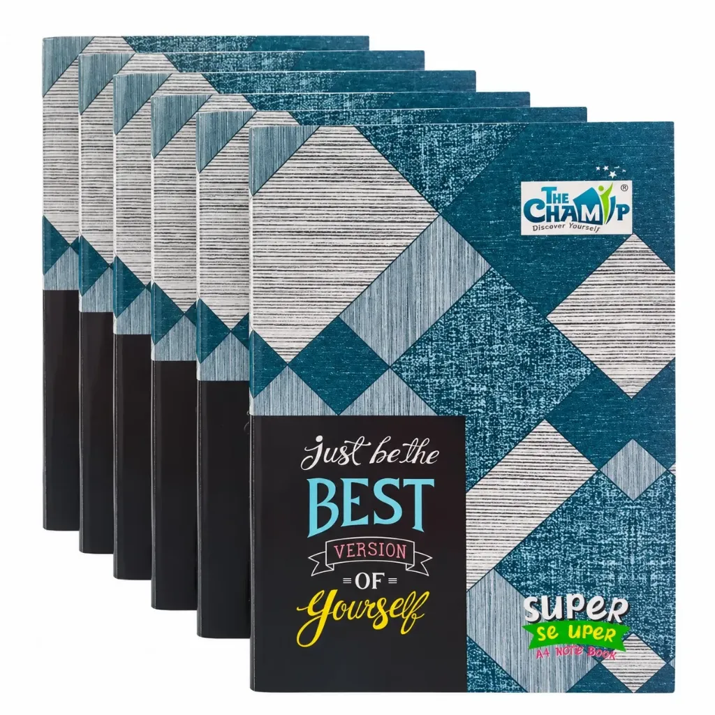 The Champ A4 Single Line Notebook Pack of 6 – 136 Ruled Pages – Soft Cover Writing Notebook