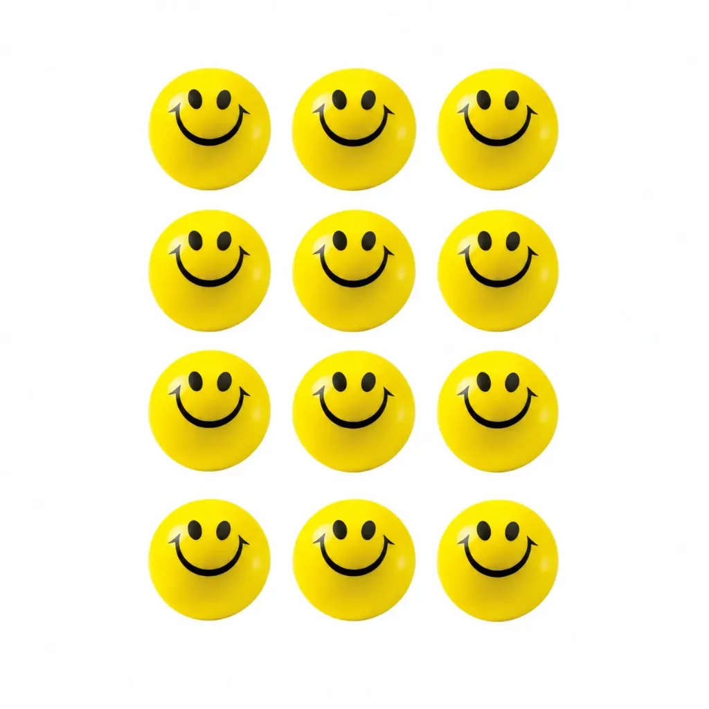 [GS180] Soft Yellow Smiley Balls Pack of 12 – Squeezable Stress Relief Smile Balls