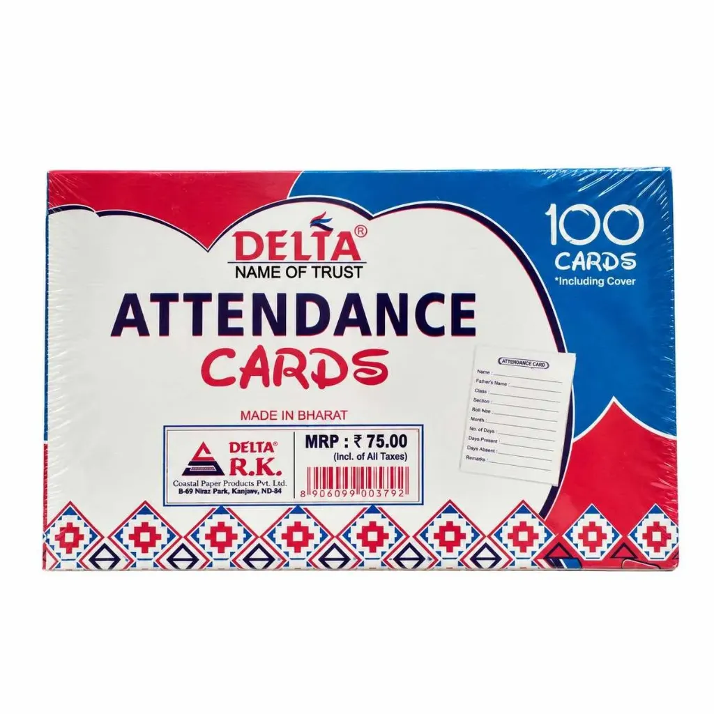 Delta Attendance Card – Premium White Paper Attendance Tracking Card