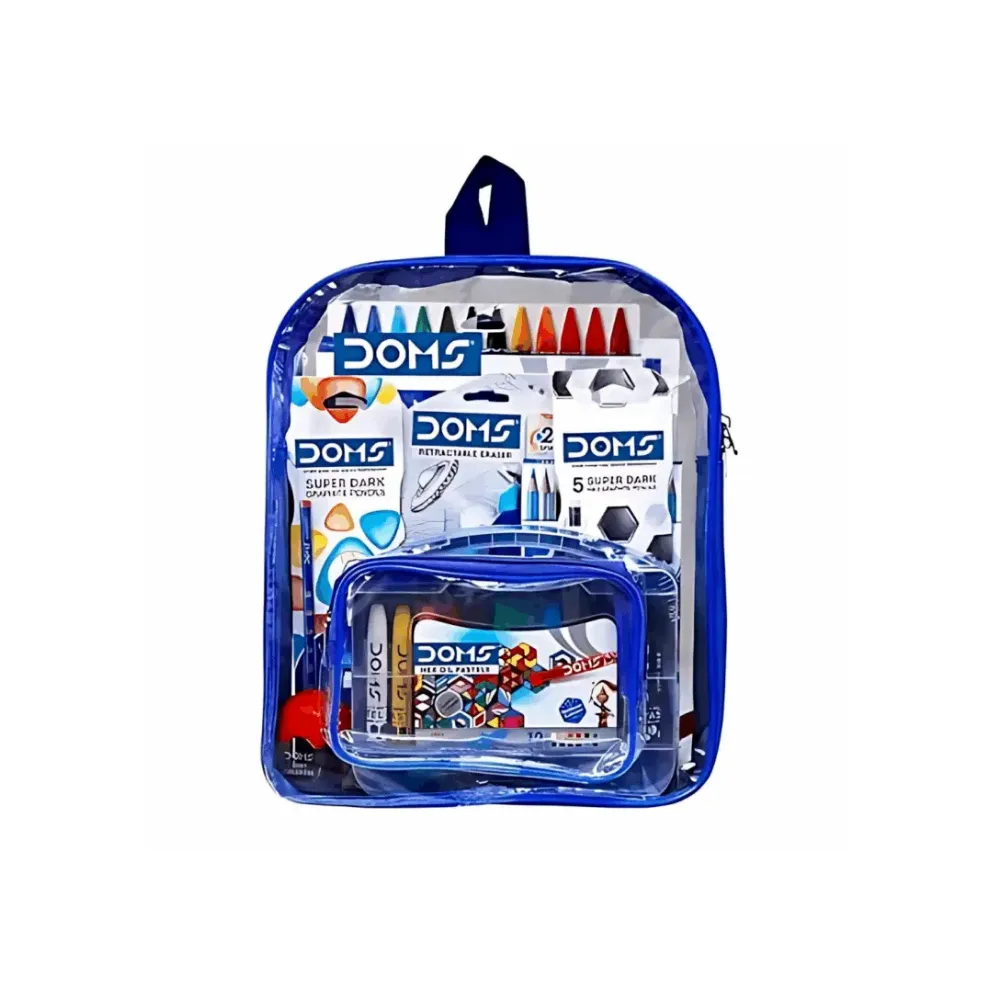 [GS110] DOMS Stationery Kit 12 Pcs with Transparent Zipper Bag – Complete Student Creative Set