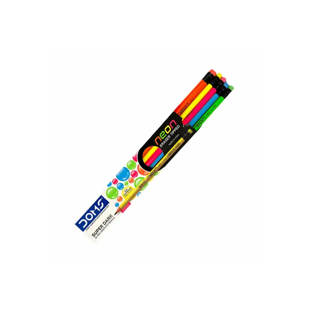 DOMS Neon Pencils – Smooth Graphite Lead Writing & Drawing Pencils