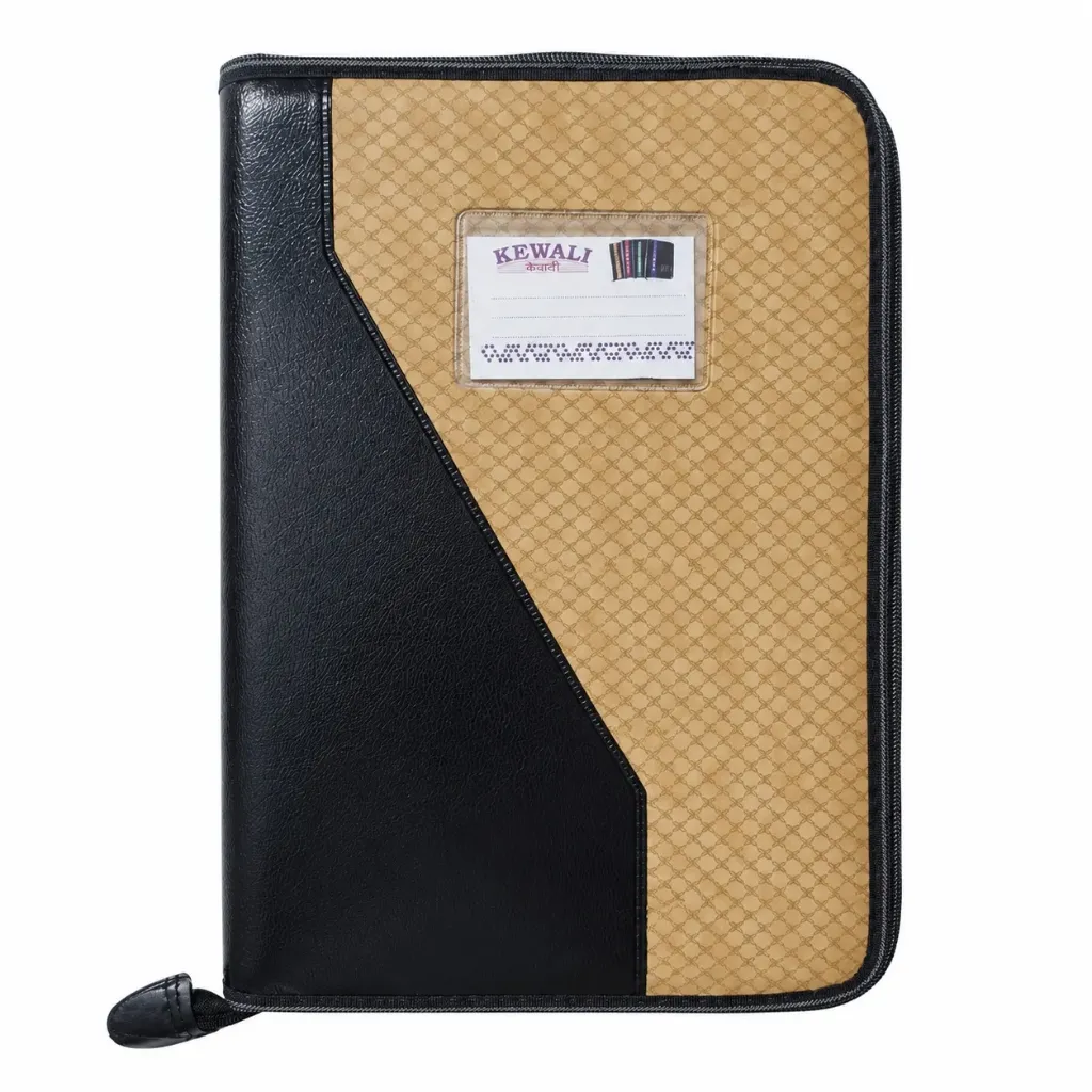 [GS181] A4 Faux Leather Executive File Folder with Zip – Waterproof Certificate & Document Organizer