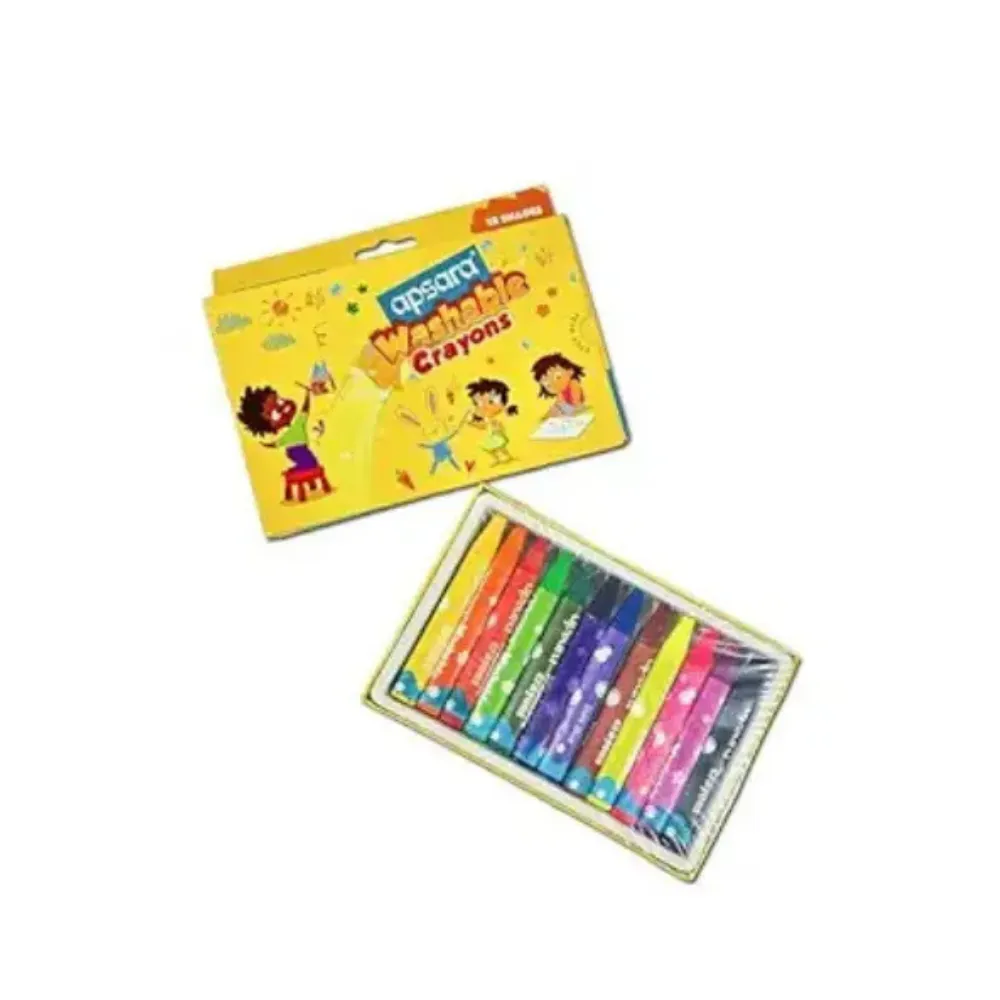 [GS187] Apsara 12 Washable Crayons – Triangular Grip Non-Toxic Colors for Kids