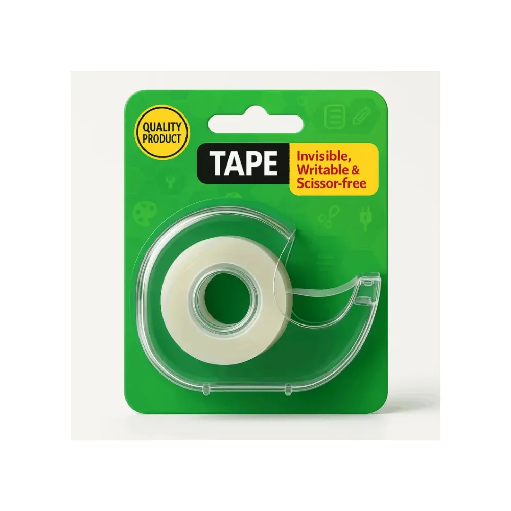 Invisible Magic Tape with Refillable Dispenser – Writable & Hand-Tearable – 1.9 cm x 25.4 meters