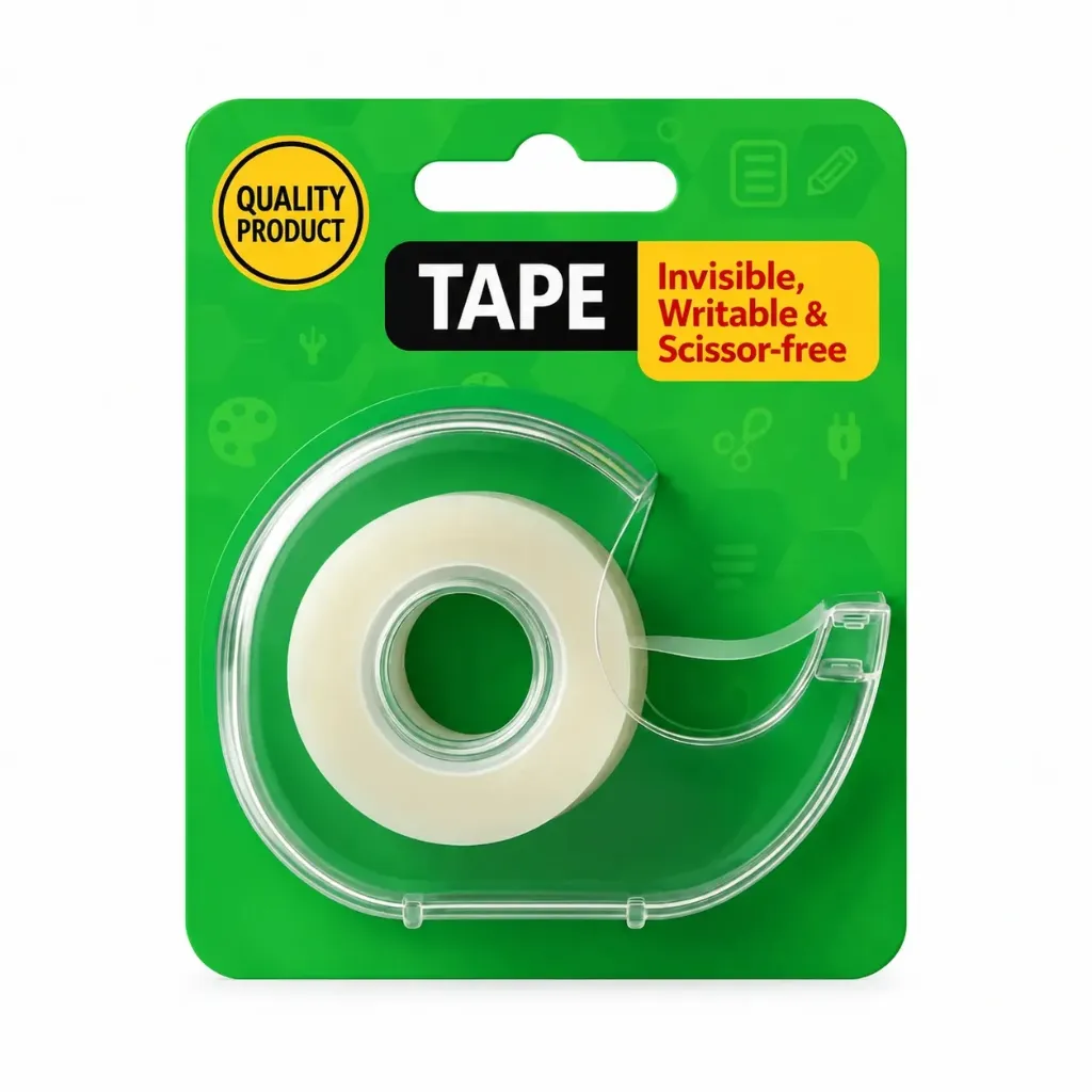 [GS846] Invisible Magic Tape with Refillable Dispenser – Writable Hand-Tearable Office Tape (1.9 cm x 25.4 m)