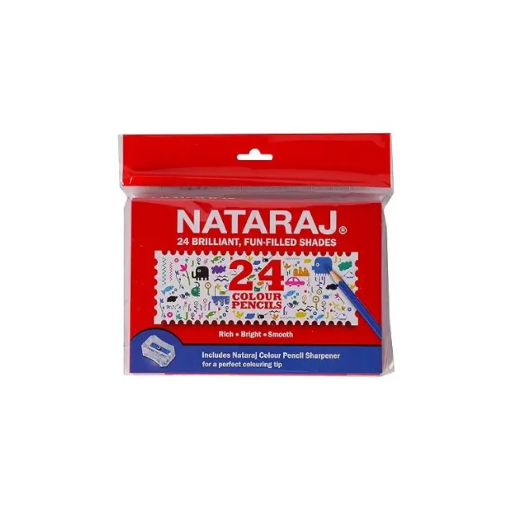 [GS196] Nataraj Colour Pencils 24 Shades – Full Size Multicolour Hexagonal Grip Pencils