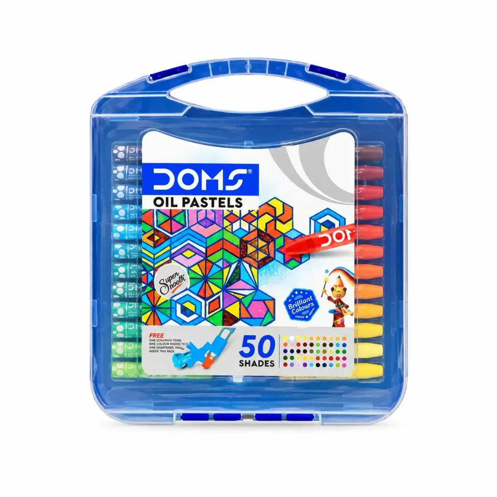 [GS171] DOMS Oil Pastels 50 Shades Set with Scrapper Tool – Smooth Blending Colour Set