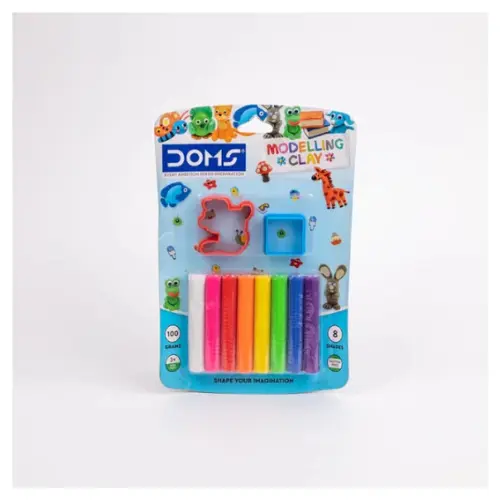 DOMS Modelling Clay – 8 Shades – Soft & Non-Toxic Clay for Kids Creative Activities