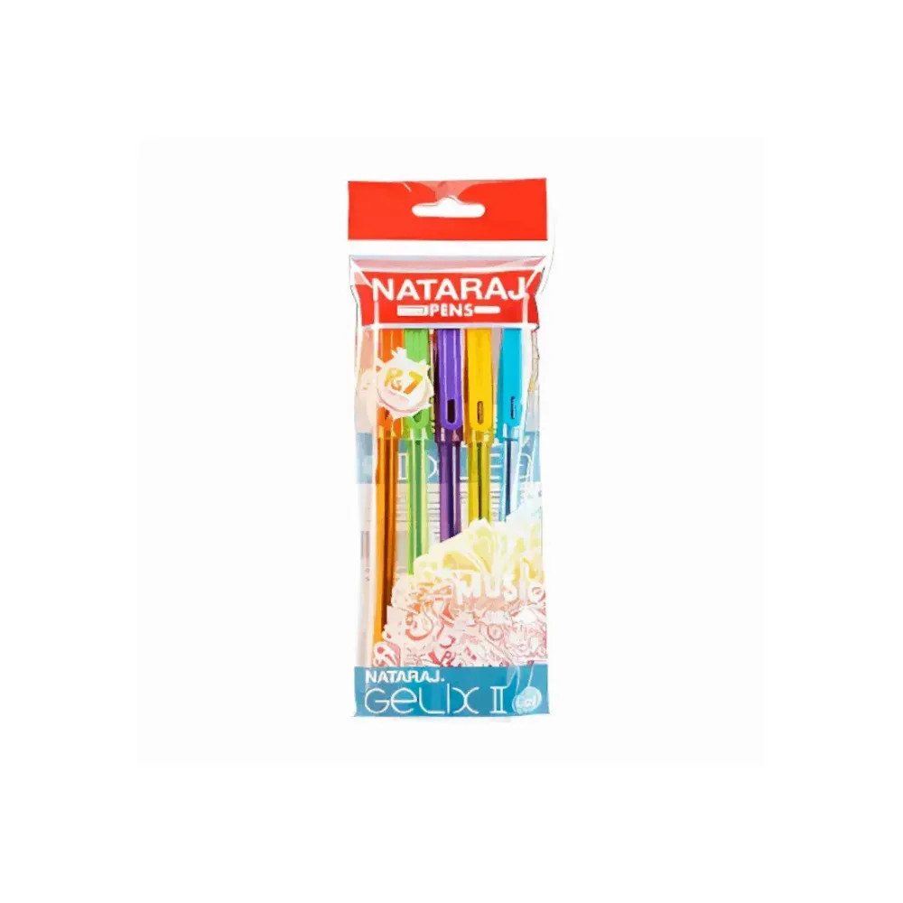 [GS189] Nataraj Gelix 2 Gel Pen – Pack of 5 Smooth Quick-Dry Blue Ink Smudge-Resistant