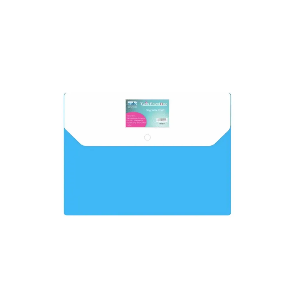 [GS124] Solo My Clear Bag Twin Pocket Double Color – FC Size Document Folder with Button Closure