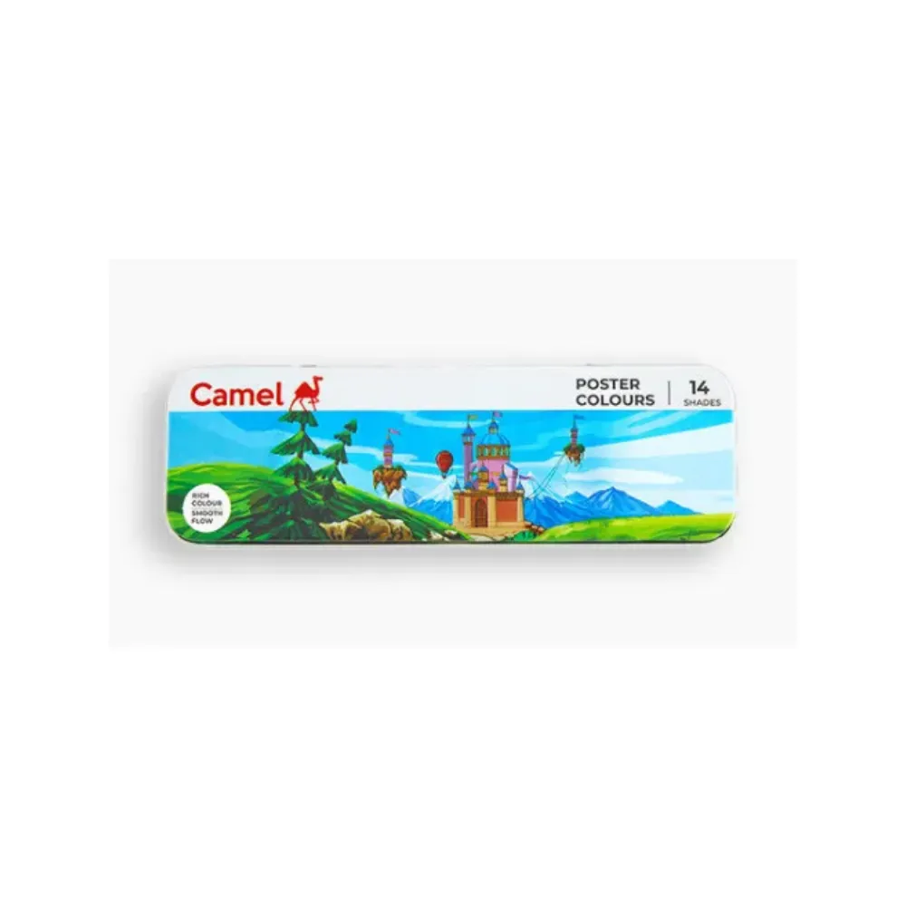 [GS135] Camel Poster Colours – 12 Shades (10ml Each) Non-Toxic Paint Set with Brush & Palette