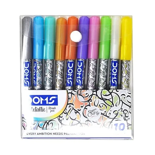 [GS175] DOMS Brush Pens Metallic – Pack of 10 Shades  Super Soft 