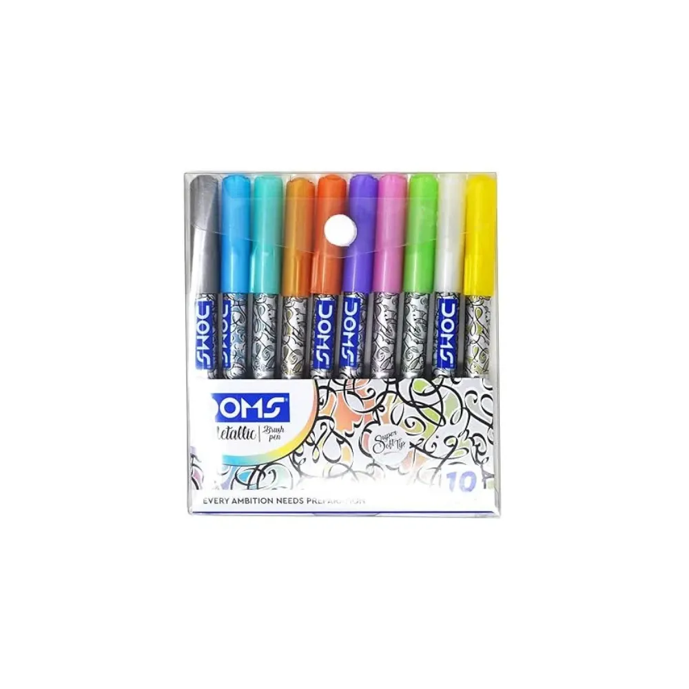 [GS175] DOMS Brush Pens Metallic – Pack of 10 Shades  Super Soft 