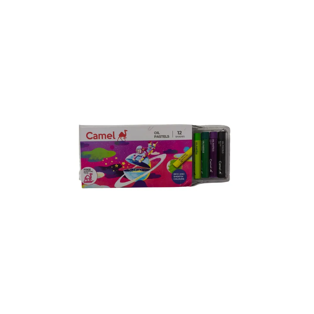 Camel Oil Pastels – 12 Multicolor Shades Smooth & Vibrant Coloring Set