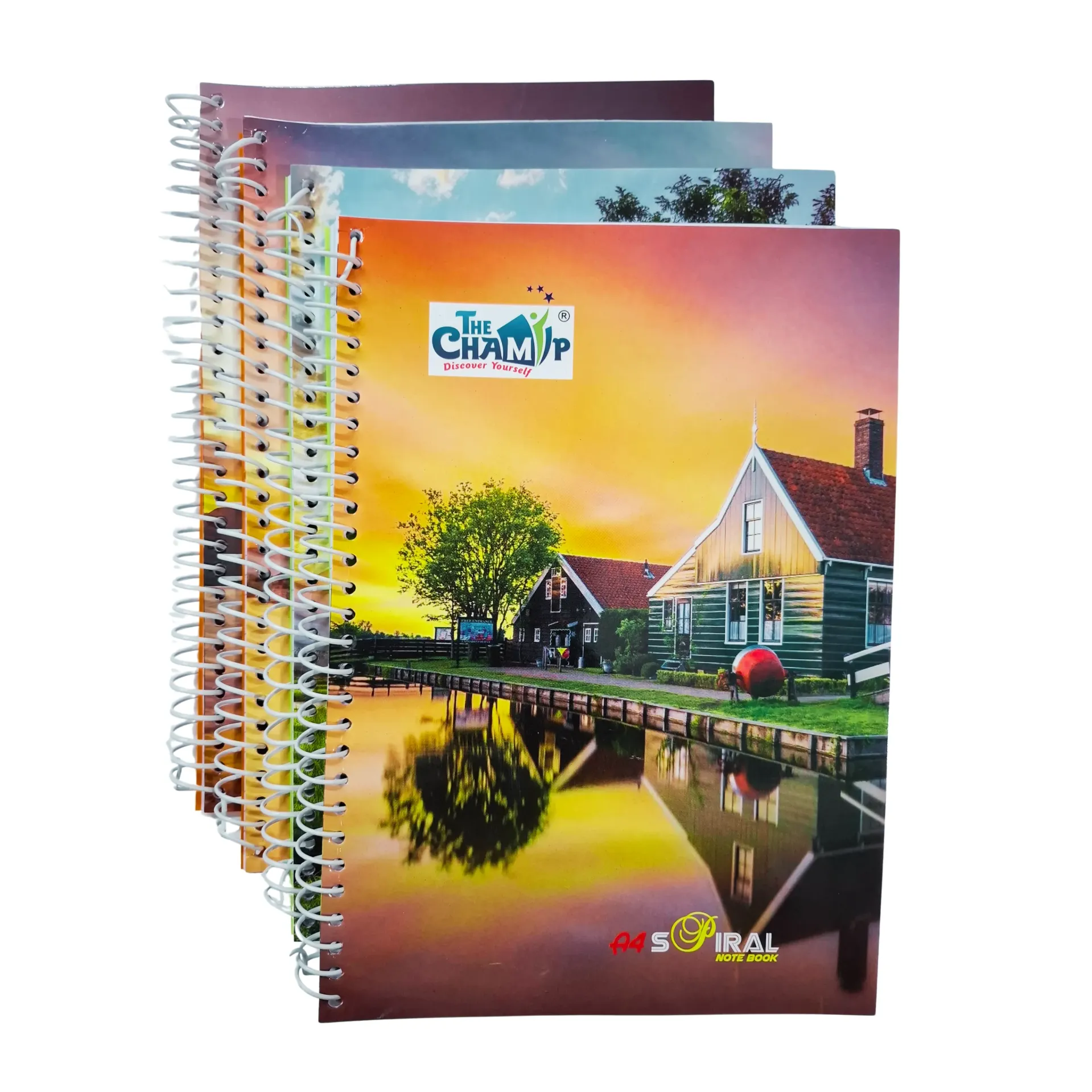 [SGS673] The Champ A4 Spiral Notebooks – Pack of 4 – 200 Ruled Pages Each Soft Cover for Students & Office Use