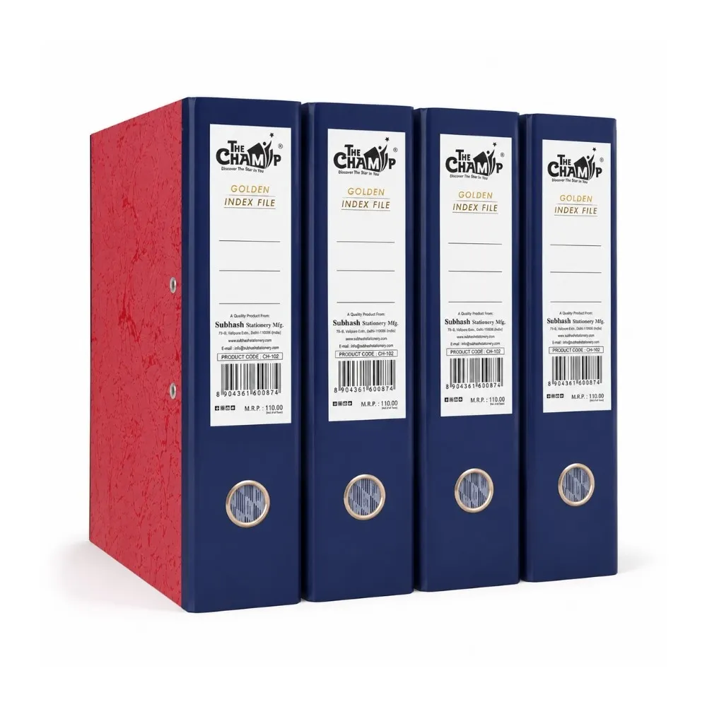 [SGSO-01] The Champ Golden Index File Pack of 4, Document Organizer Files, A4 Size, Office File Folder for Documents, Certificates & Paper Storage