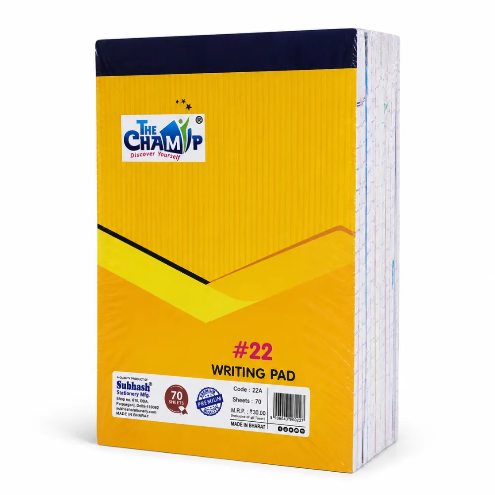 The Champ Writing Pad No. 22 Smooth Writing Pad for Notes, Office, School, College, Home & Business Use