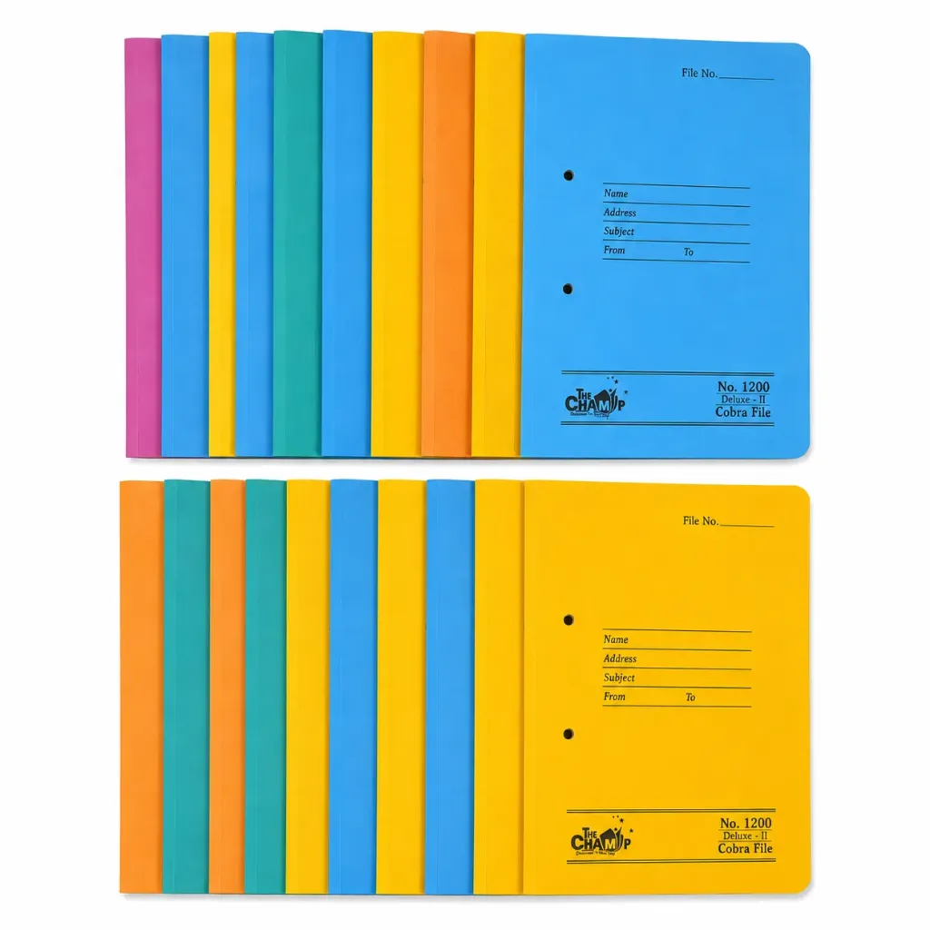 The Champ Cobra File Pack of 25 | No. 1200 | Multicolor Document File Folder for Office, School, College & Business Use