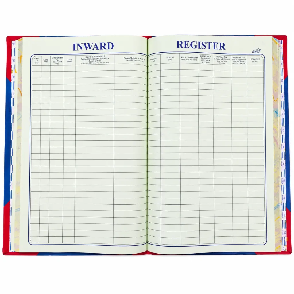 [SGSO-34] The Champ Inward Register | 120, 150 & 240 Sheets | 28 Entries Per Page | Inward Record Book for Office & Business (120)