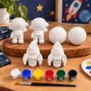 DIY Space Theme Painting Kit for Kids | 6 Paint Colors with Brush | 2 Astronauts, 2 Rockets & 2 Earth Globes | Creative Art & Craft Activity Set