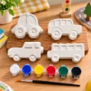DIY Vehicle Painting Kit for Kids | 4 Vehicle Figures with 6 Paint Colors & Brush | Creative Art & Craft Activity Set
