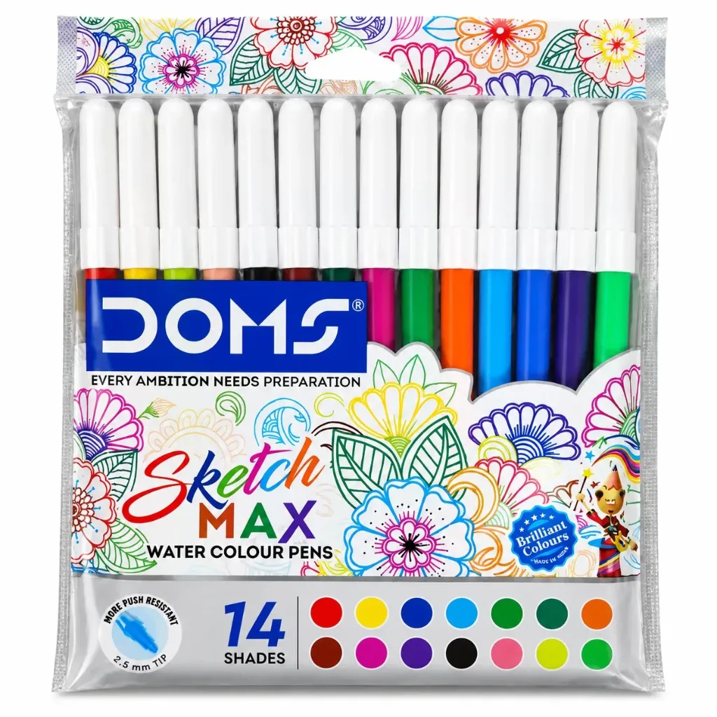 [GS905] DOMS Sketch Max Water Colour Pens | 14 Shades Colouring & Drawing Pens for Kids