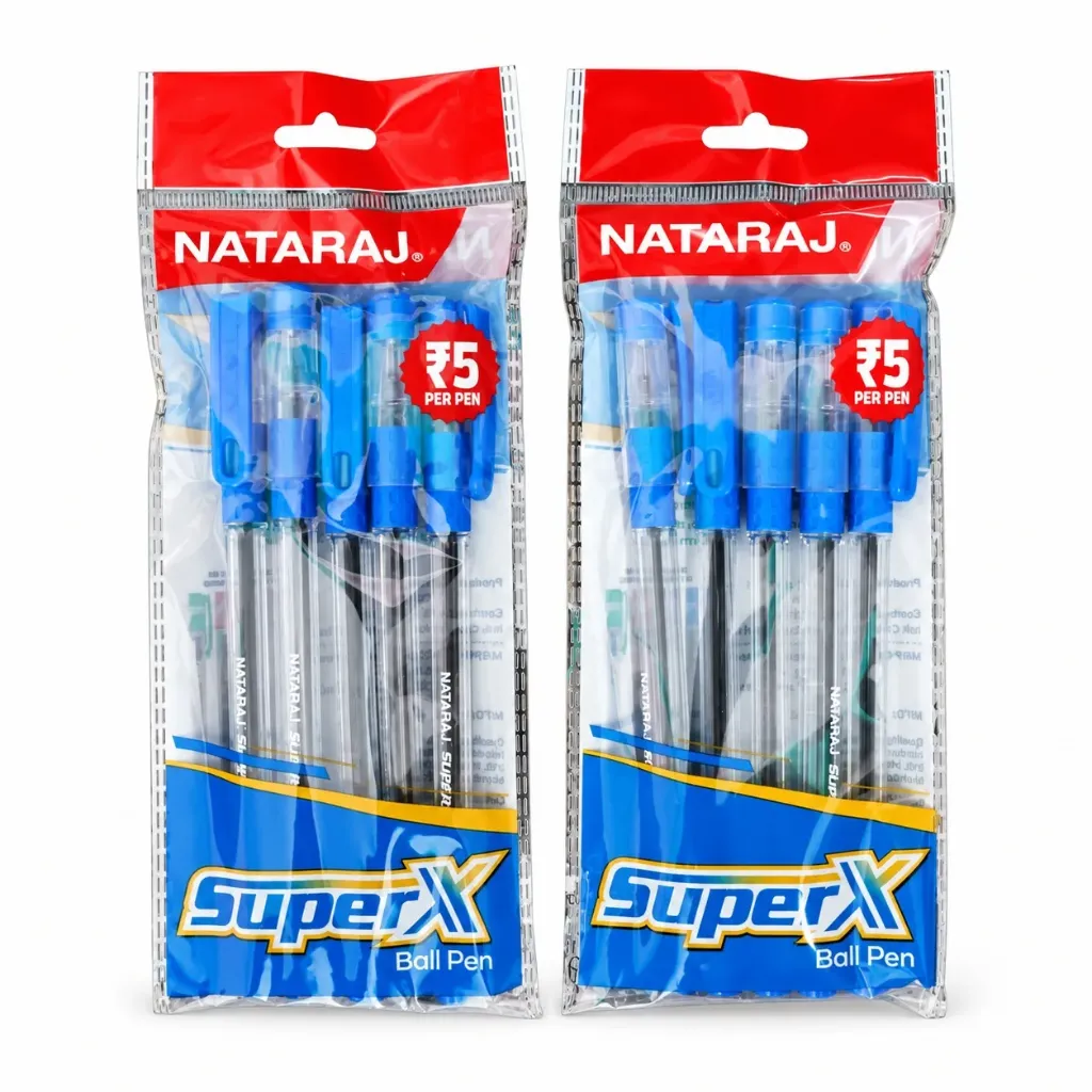 Nataraj Super X Ball Pen Blue | Pack of 10 | 2 Packets | Smooth Writing Pen