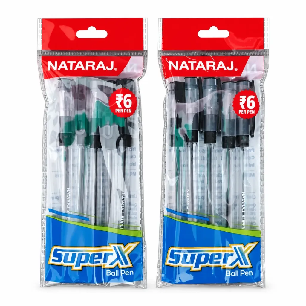 Nataraj Super X Ball Pen Black | Pack of 10 | 2 Packets | Smooth Writing Pen