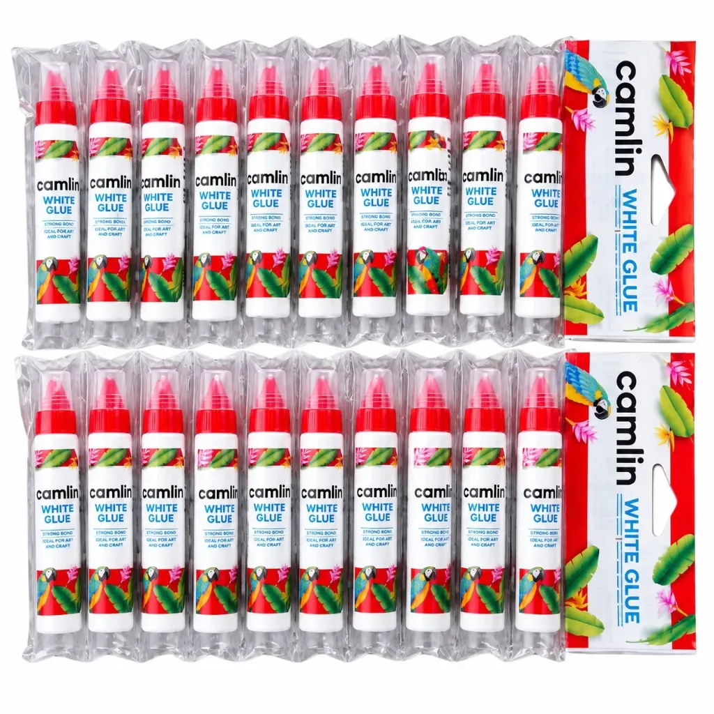 Camlin White Glue Pack of 20 | Multipurpose Adhesive for School, Office, Art & Craft