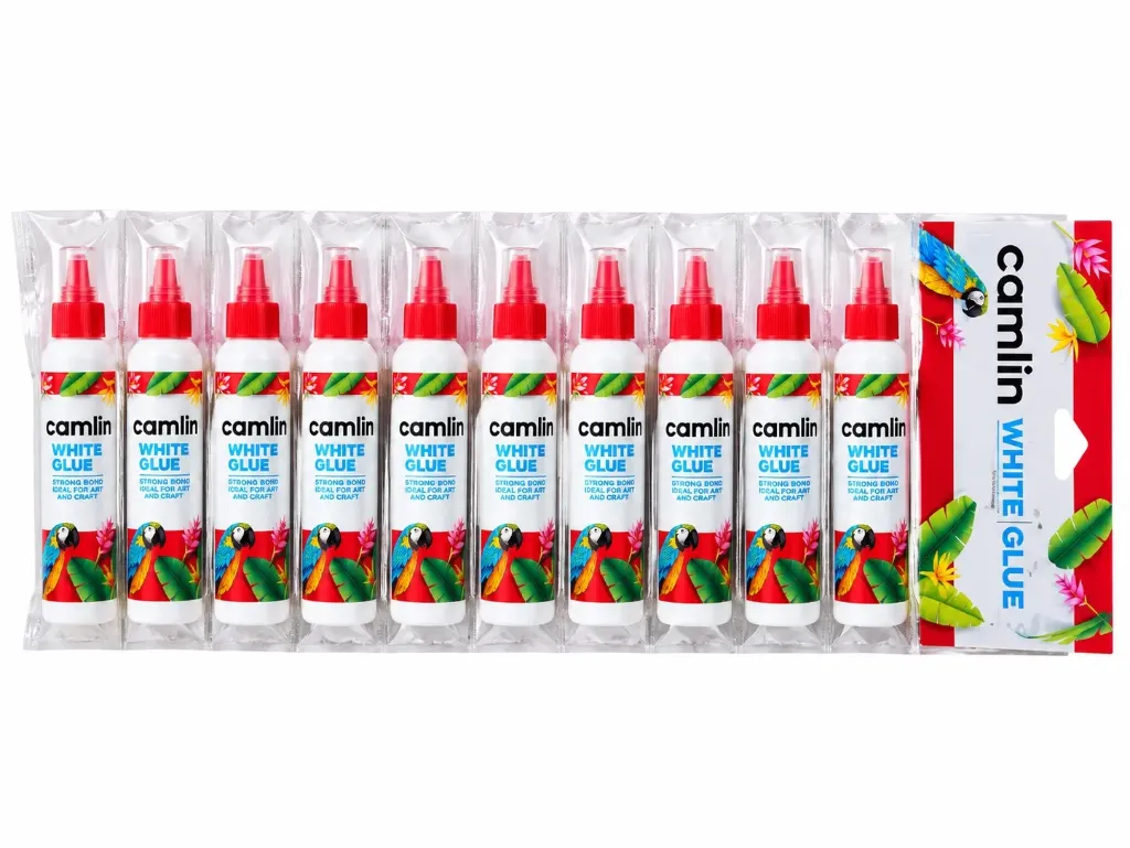 Camlin White Glue Pack of 10 | 20g Each | Multipurpose Adhesive for School, Office, Art & Craft