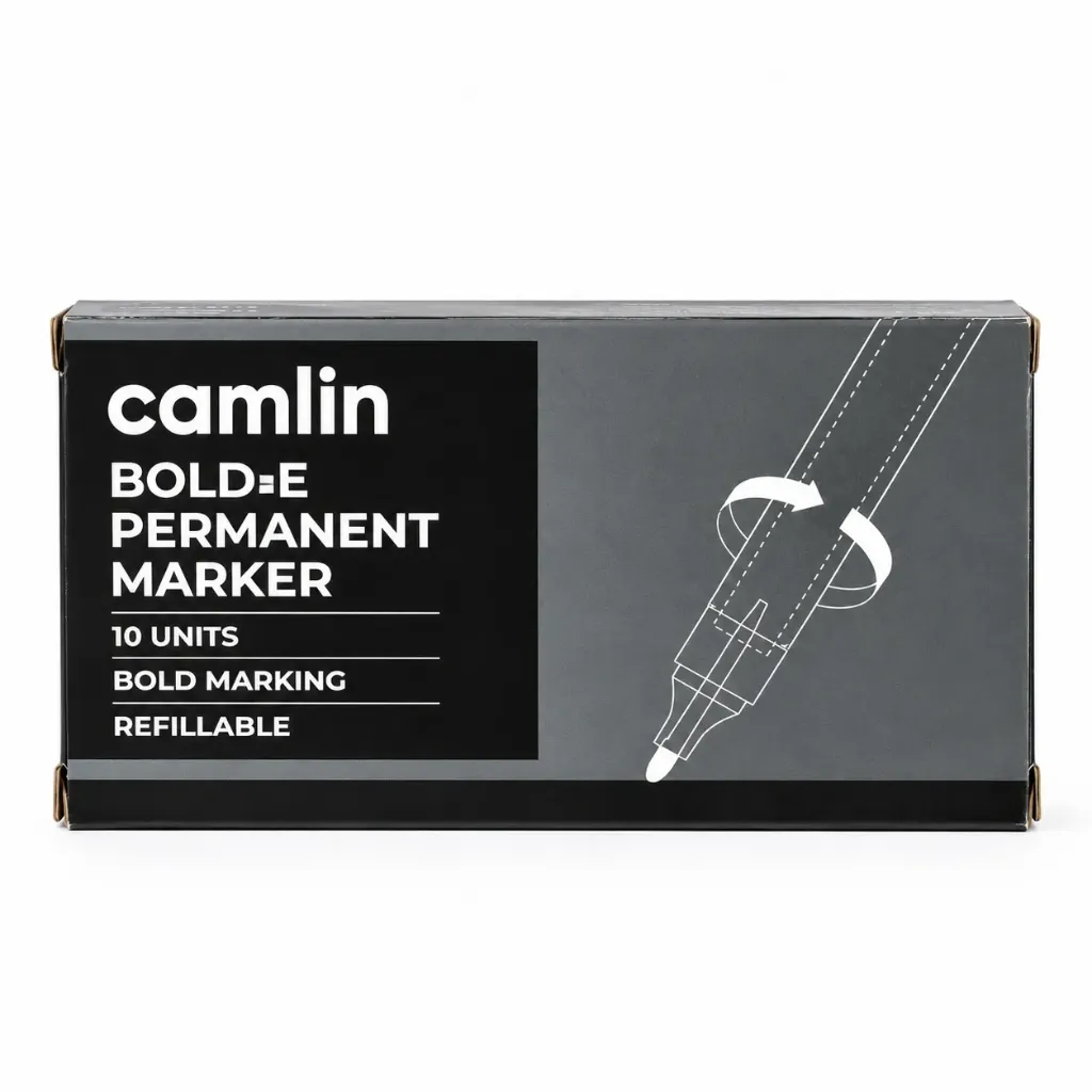 [GS882] Camlin Bold-E Permanent Marker Pack of 10 | Bold Marking Pens for Office, School, Warehouse & Business