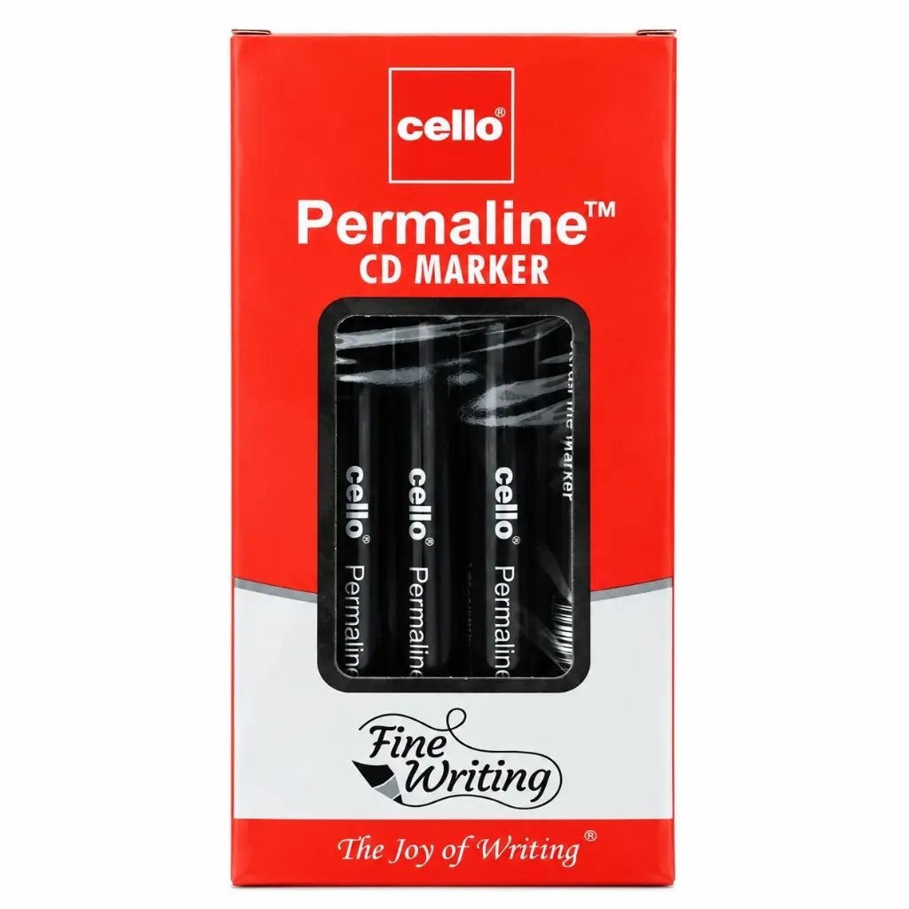 Cello Permaline CD Marker Pack of 10 | Permanent Marker Pens for CDs, DVDs, Office & Labelling