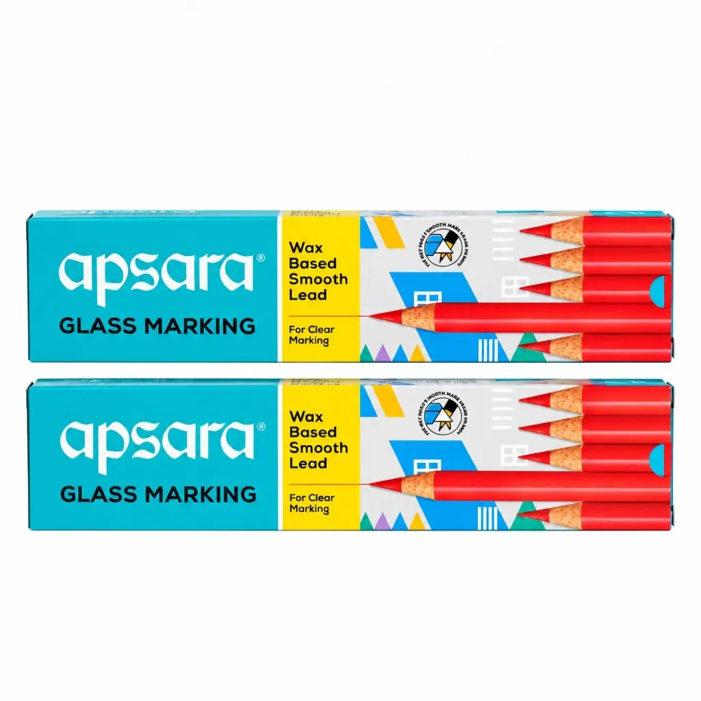 [GS887] Apsara Red Glass Marking Wax Pencil Pack of 20 | 2 Packets | Smooth Lead Marking Pencils