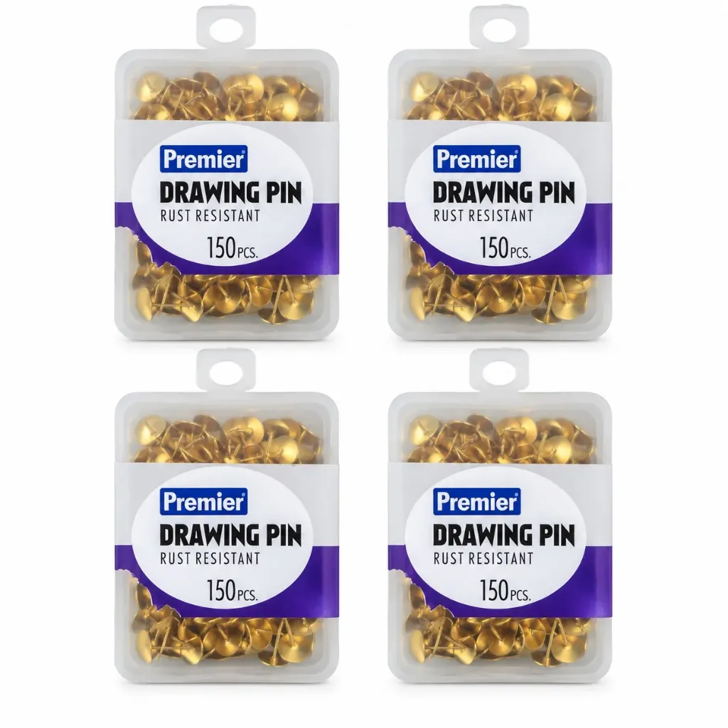 [GS924] Premier Rust-Resistant Drawing Pins Pack of 4 Boxes | 600 Pins for Office, School & Home