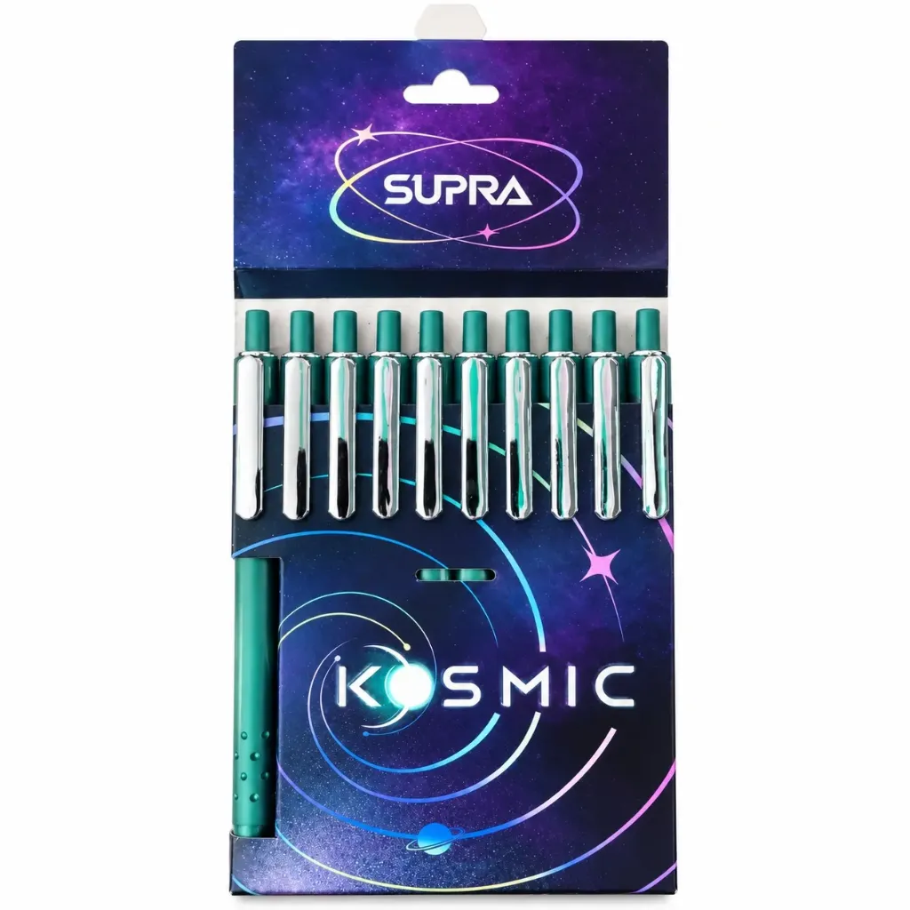 Supra Kosmic Blue Ball Pen Pack of 10 for School, Office & Daily Writing